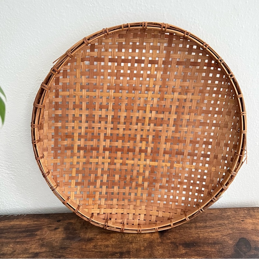 Large Vintage Wicker Decorative Wall Basket Boho Farmhouse